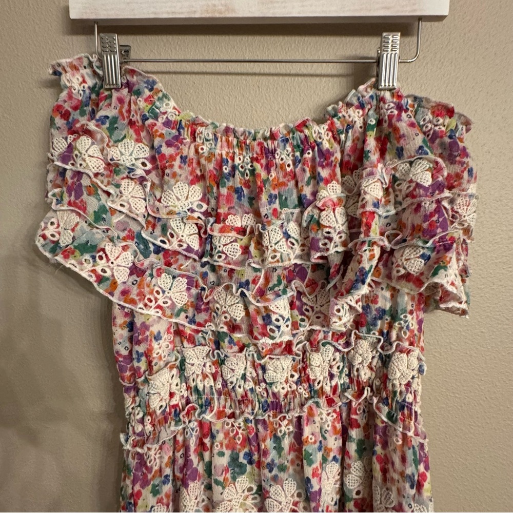BTFL-LIFE‎ Off Shoulder Ruffle Embroidered Dress - Picture 4 of 10